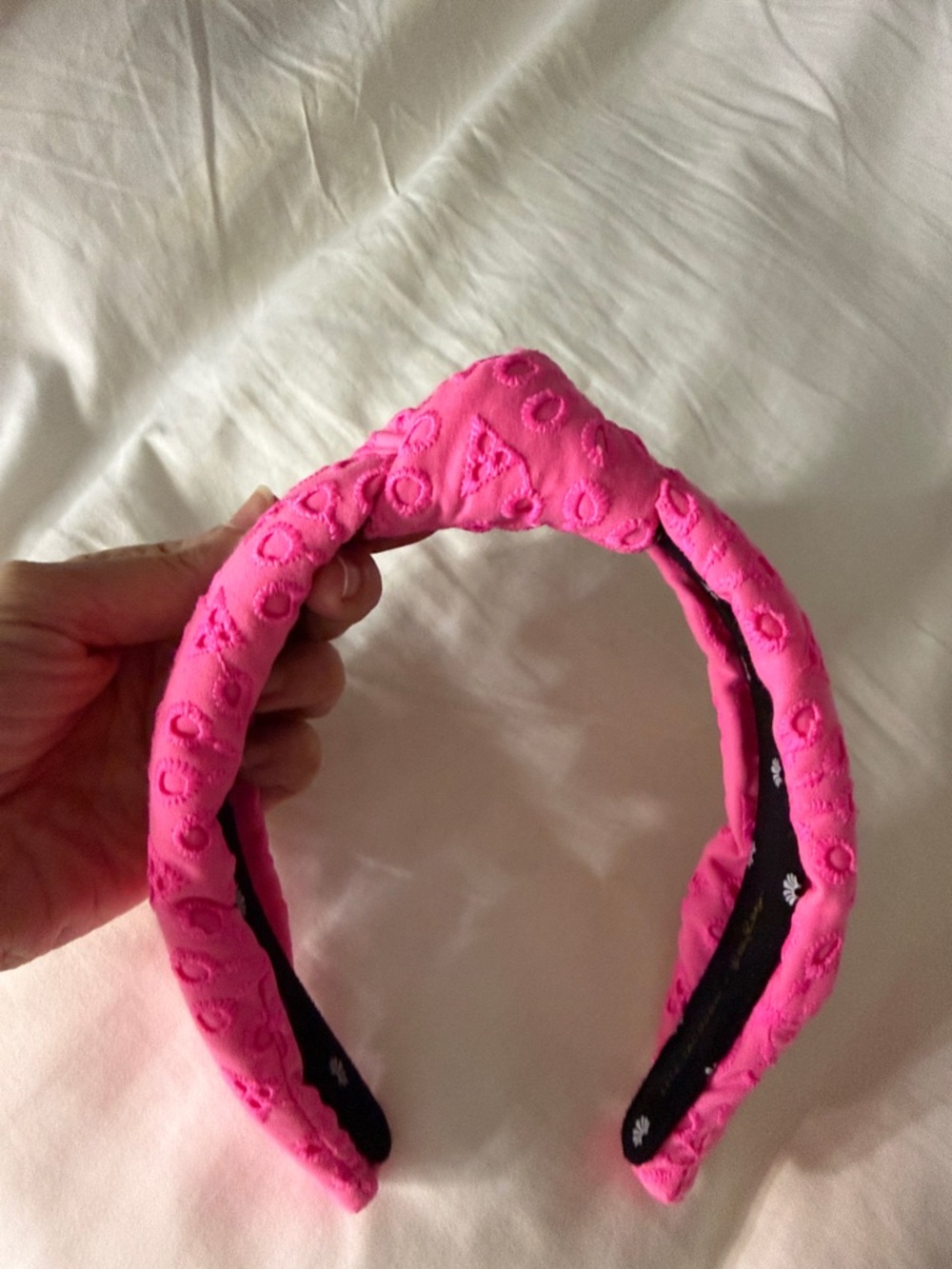 Lele Sadoughi x Lilly Pulitzer Pink Knotted Embroidered Headband - Picture 3 of 4